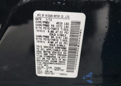 2012 Nissan Rogue S from USA, damaged, VIN JN8AS5MV5CW385823